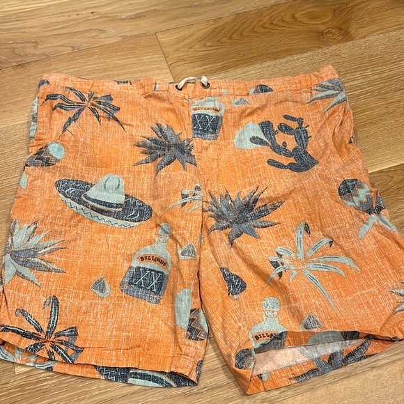 Billabong Casual Drawstring Shorts‎ Orange Desert Fiesta Cactus Men's Medium - Picture 1 of 5